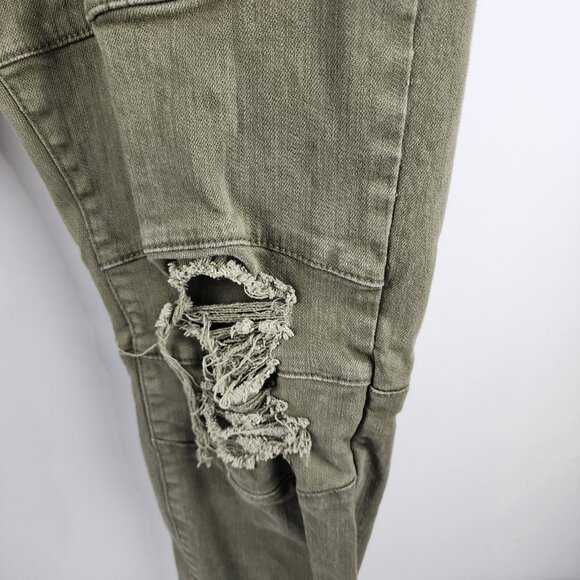 Eighth Dstrkt Jeans Mens 40x33 Green Distressed Biker Denim - Picture 7 of 12